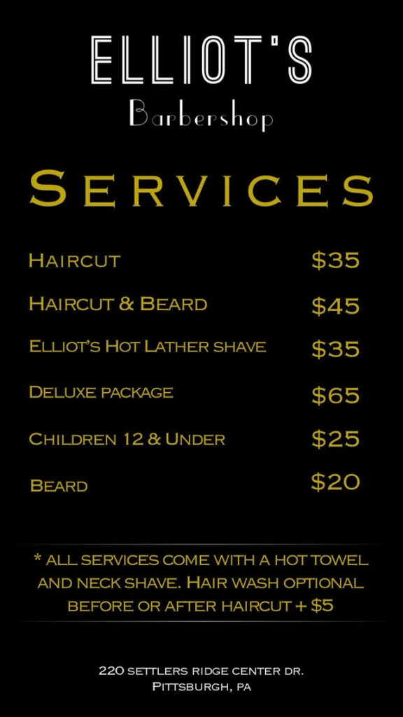 elliots barbershop pittsburgh prices 